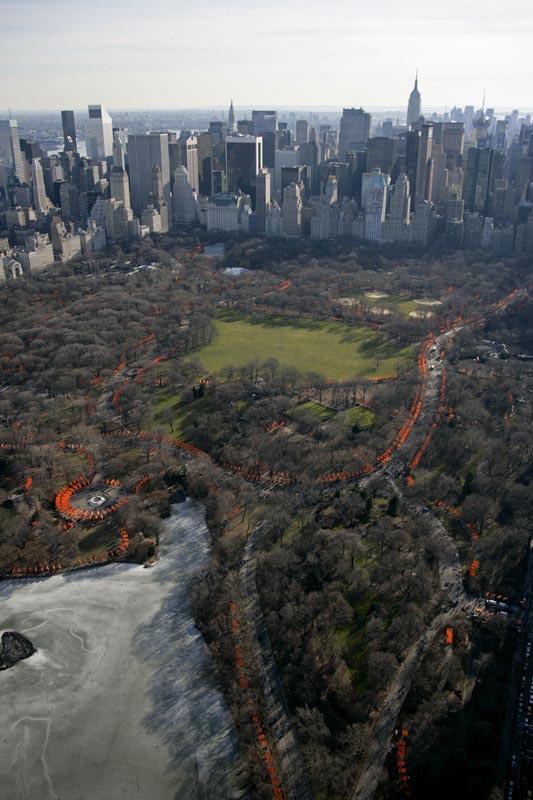 the gates central park new york city. “The Gates” by Christo and
